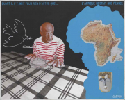 Chéri Samba, Quand il n'y avait plus rien d'autre que... L'Afrique restait une pensée, 1997, Acrylique sur toile, 81 × 103 cm, Collection André Magnin Paris, AMCP2004314, Resting Bathers